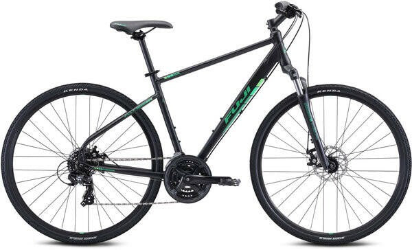 Fuji Traverse 1.7 Hybrid Commuter Bike - XL 21in - Satin Black / Green 1