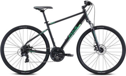 Fuji Traverse 1.7 Hybrid Commuter Bike - XL 21in - Satin Black / Green 1