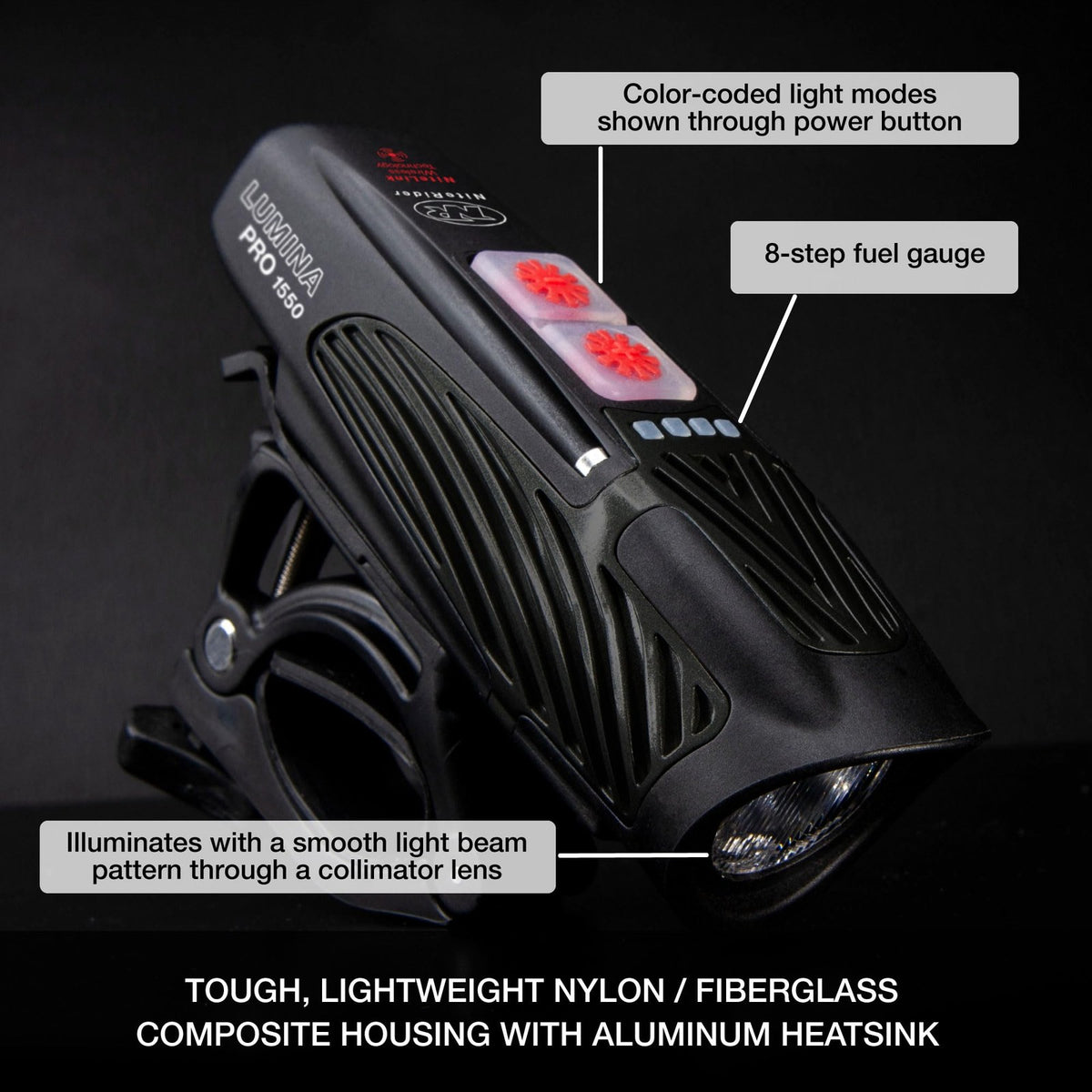 NiteRider Lumina Pro 1550 NiteLink USB-C Rechargeable Bike Light Powerful 8 4