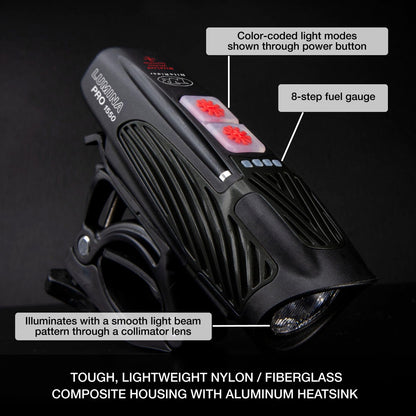 NiteRider Lumina Pro 1550 NiteLink USB-C Rechargeable Bike Light Powerful 8 4