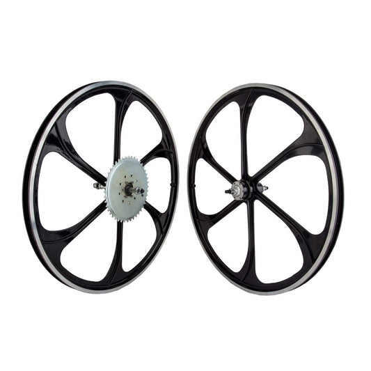 WheelMaster 26" Alloy Mag Wheel Set 26x1.5 Black w/ 44T Cog for Gas Motor Bikes 1