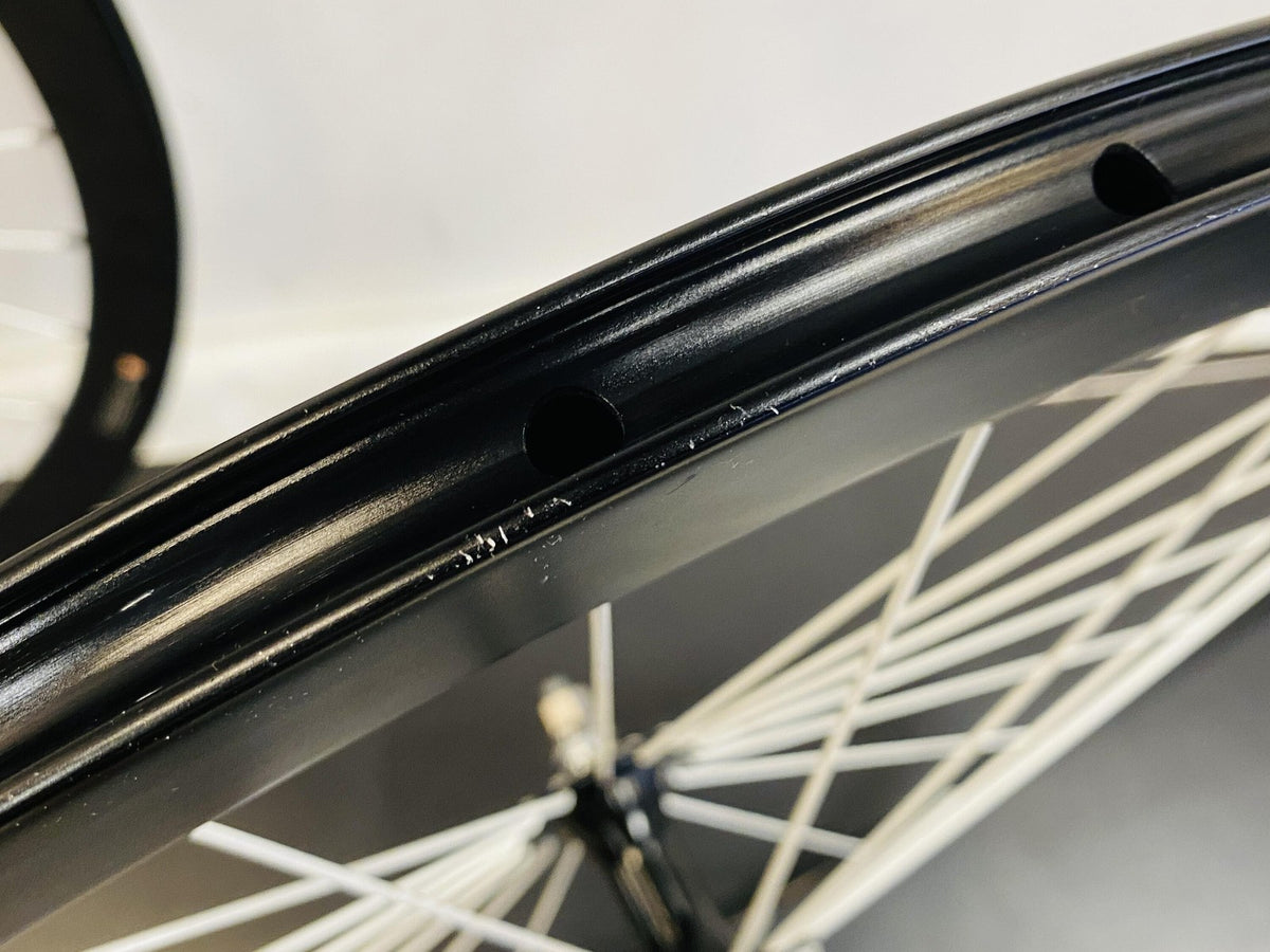 H+ Son Track Wheelset 32h Fix/Fix NMSW Soma Hubs Black White Spokes - Light Wear 8