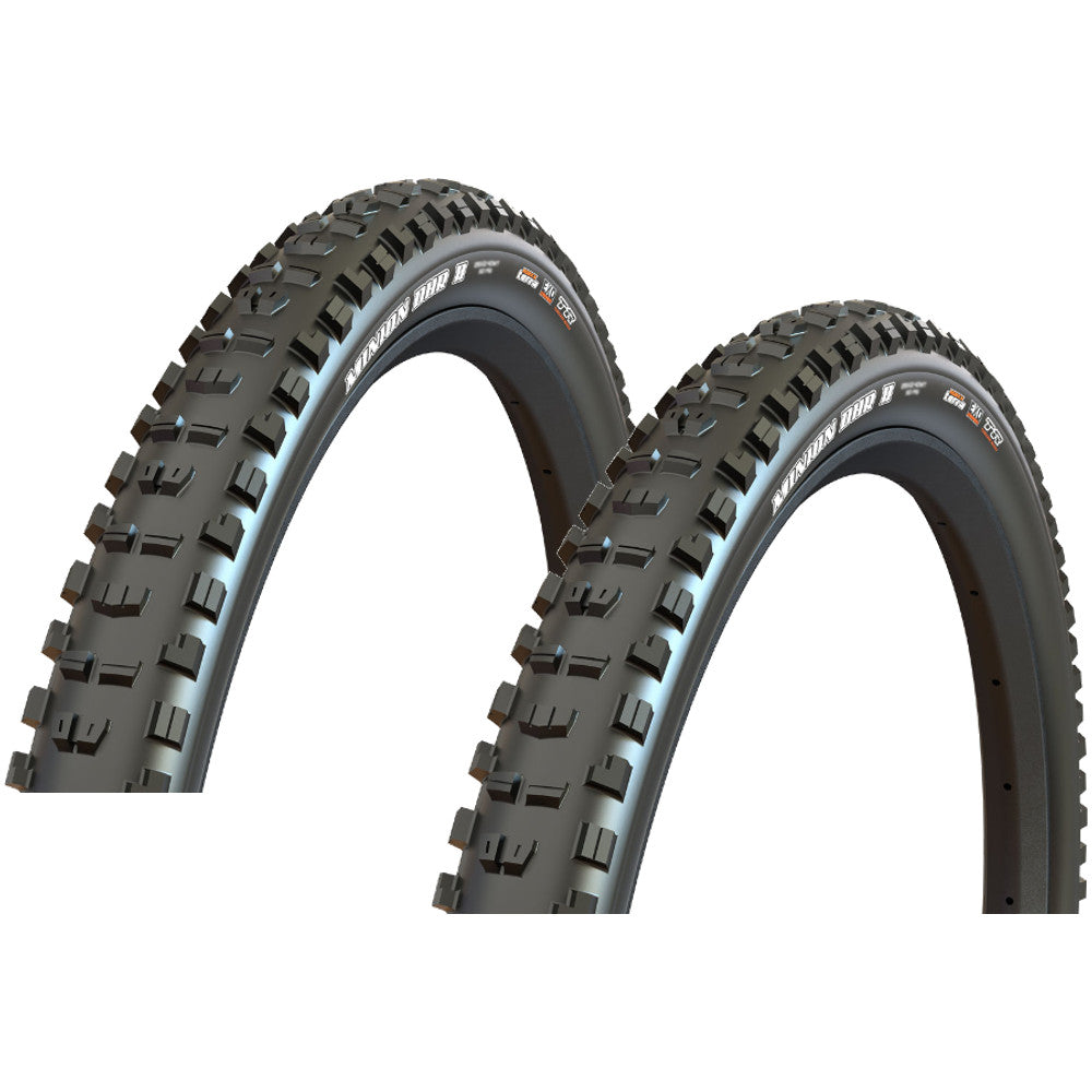 2x Maxxis Minion DHR II 27.5x2.5 Tubeless Ready Wire Bead Downhill Tires 1
