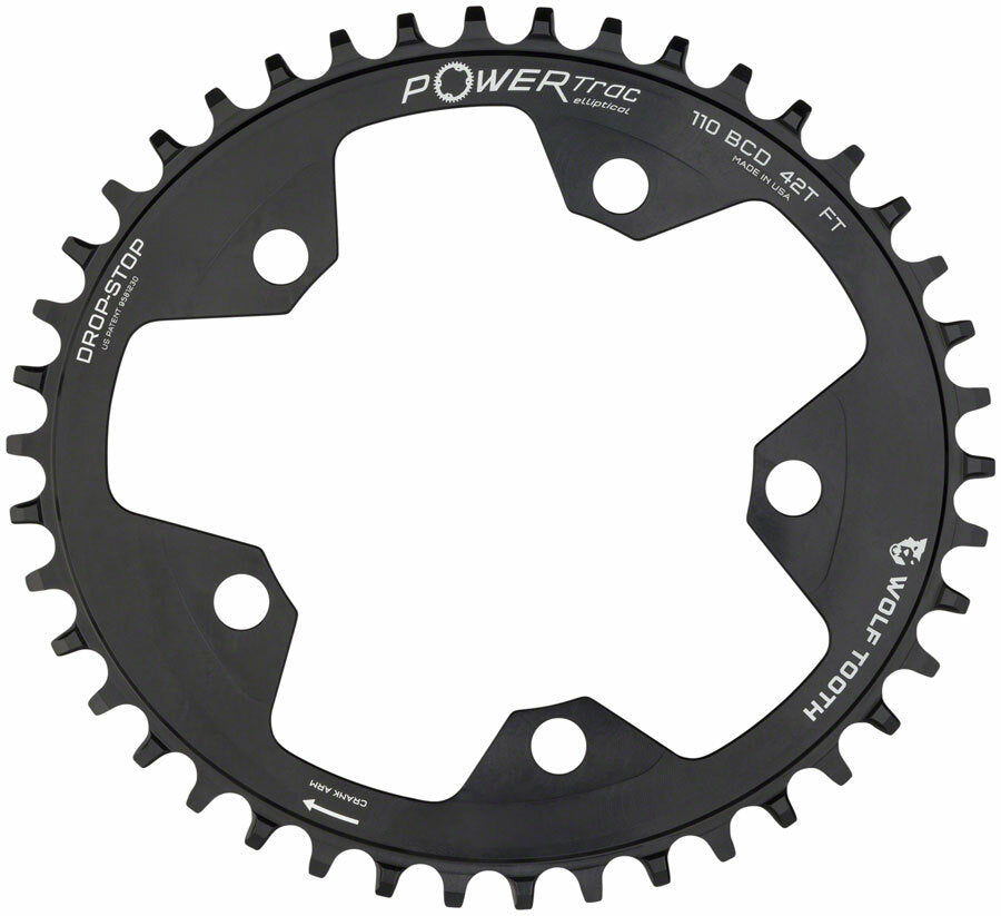Wolf Tooth Elliptical 110 BCD Chainring - 38t 110 BCD 5-Bolt Drop-Stop 1