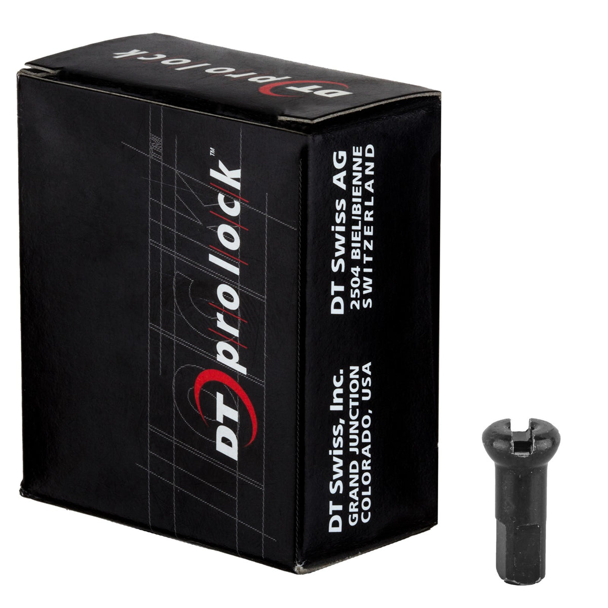 DT Swiss Pro Head Pro Lock Brass Nipples: 2.0 x 12mm, Black, Box of 100 1