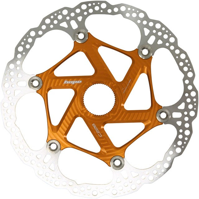 Hope MTB Floating Centre-Lock Disc Brake Rotor - 220mm, Center-Lock, Orange 1
