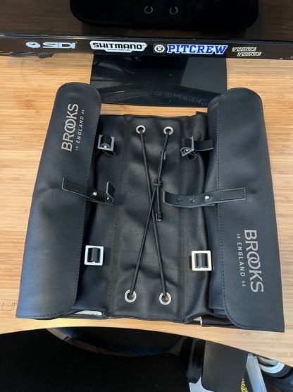 Brooks Brick Lane Roll-Up Pannier Black-Black Canvas w/ Leather Belts 5
