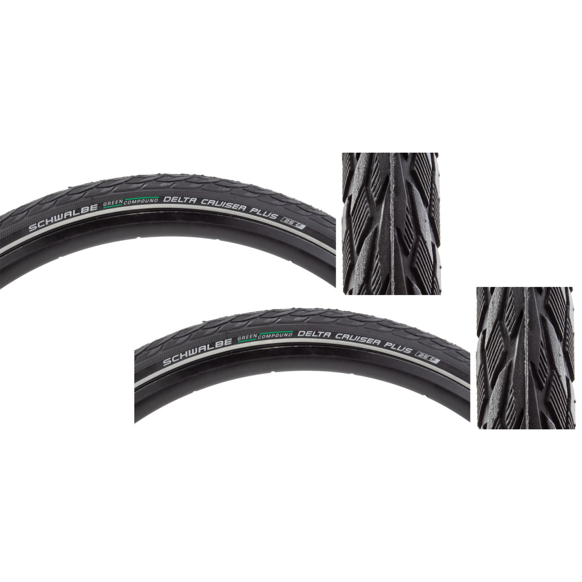 Pack of 2 Schwalbe Delta Cruiser+ Active Twin PG 26x2.0 Wire TPI 70 Bk/Bsk/Ref 1