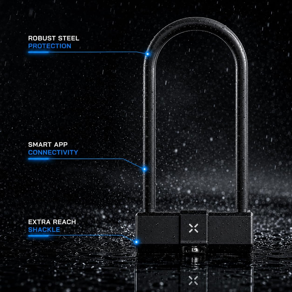 Black X Titan Smart Shackle Lock LS, Bicycle, Motorcycle, Scooter or Bike Lock 6
