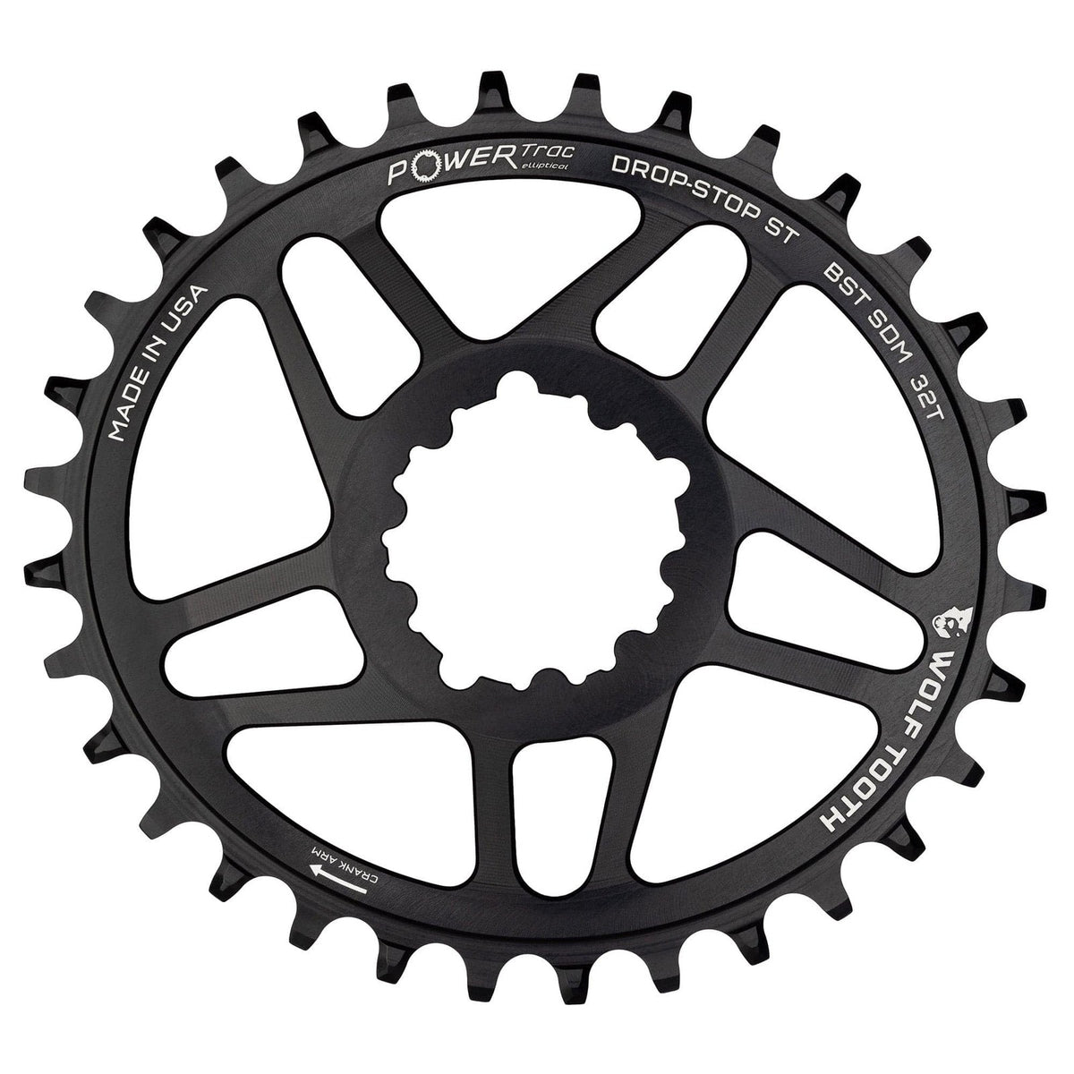 Wolf Tooth Components Elliptical 3-Bolt Boost Chainring (DropStop-B), 32T, Black 3