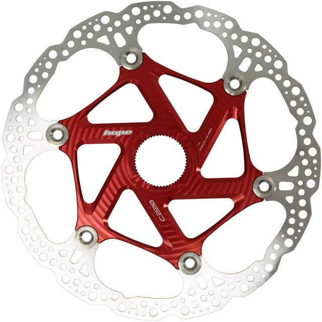 Hope MTB Floating Centre-Lock Disc Brake Rotor - 220mm, Center-Lock, Red 1