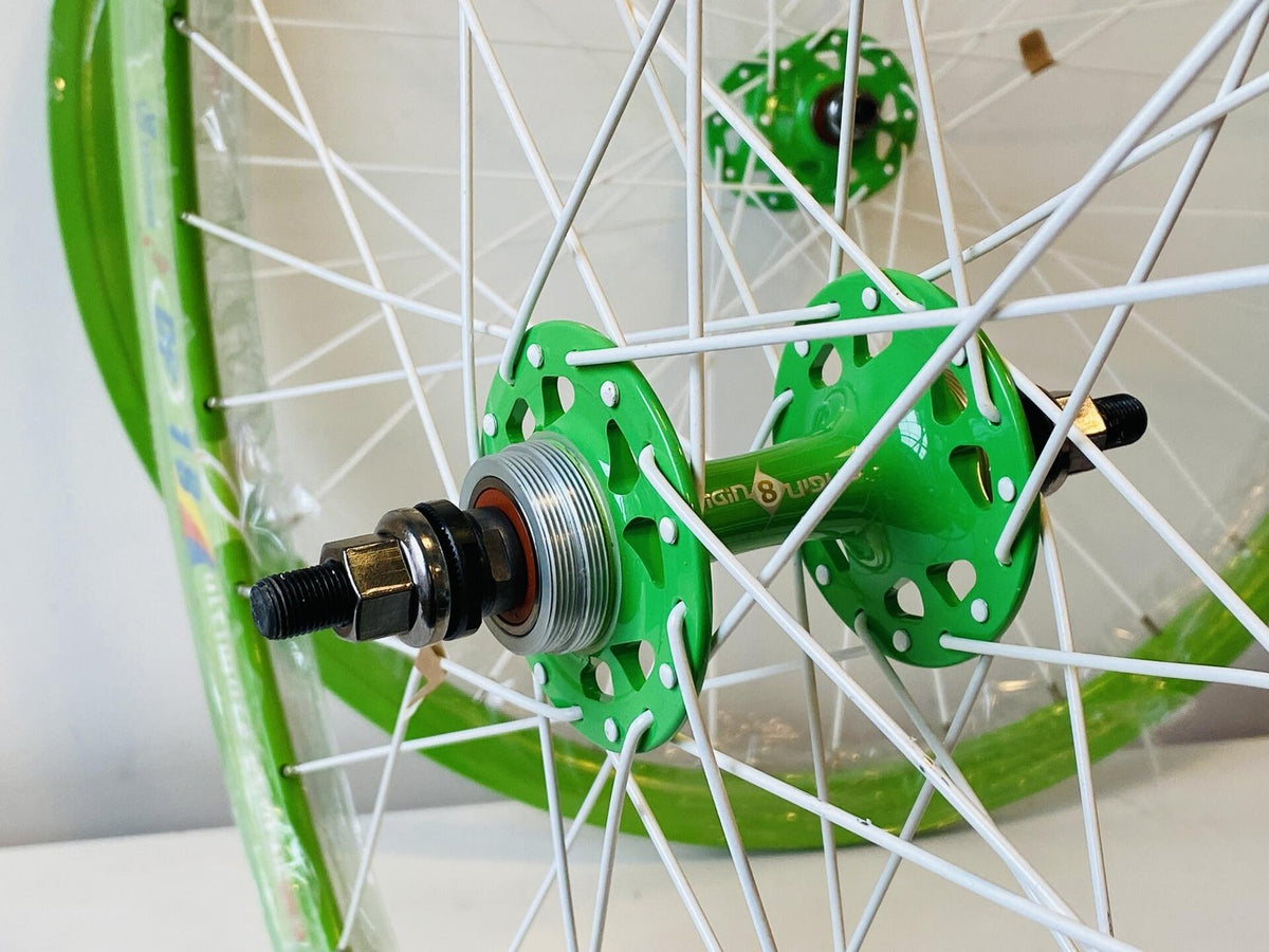 Weinmann DP18 NMSW 700c Track Wheelset Fix / Fix 32h Origin-8 Hubs - Green/White 7