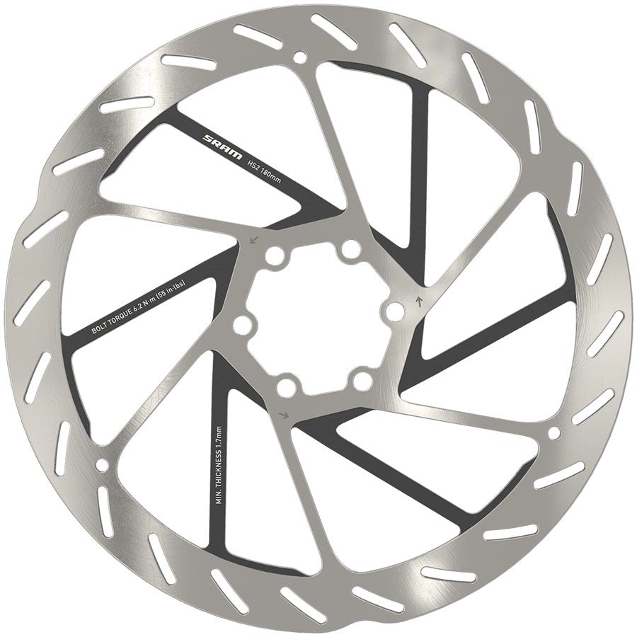 SRAM HS2 Disc Brake Rotor - 180mm, 6-Bolt, Rounded, Silver/Black 1