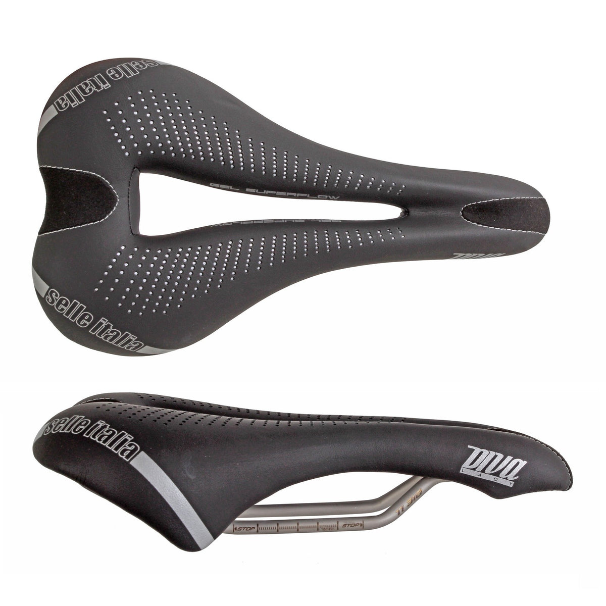 Selle Italia Diva Gel Superflow Saddle, L3 IDmatch, Ti 316 Rail, Black 2