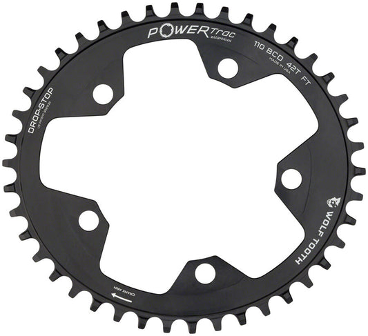Wolf Tooth Components Elliptical 5x110BCD CX/Road (Flat Top) Ring, 40T - Blk 1