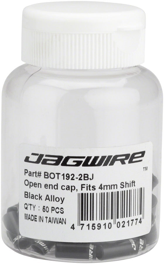 Jagwire 4mm Open Alloy End Caps Bottle of 50, Black 1