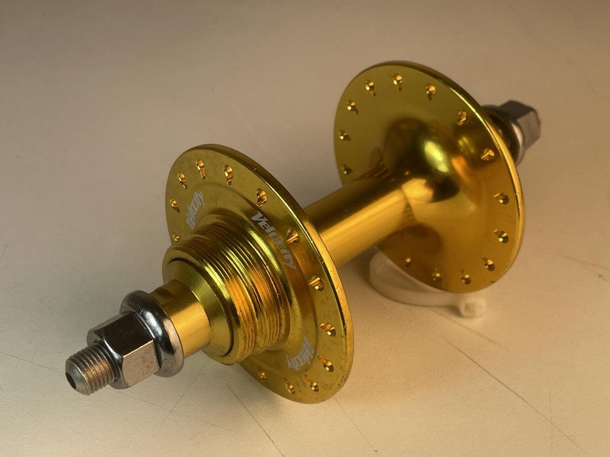 NOS Storage-Worn Velocity Rear Track Hub 32h x 120mm Fix / Free - Gold Anodized 2