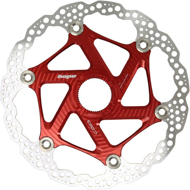Hope MTB Floating Centre-Lock Disc Brake Rotor - 203mm, Center-Lock, Red 1