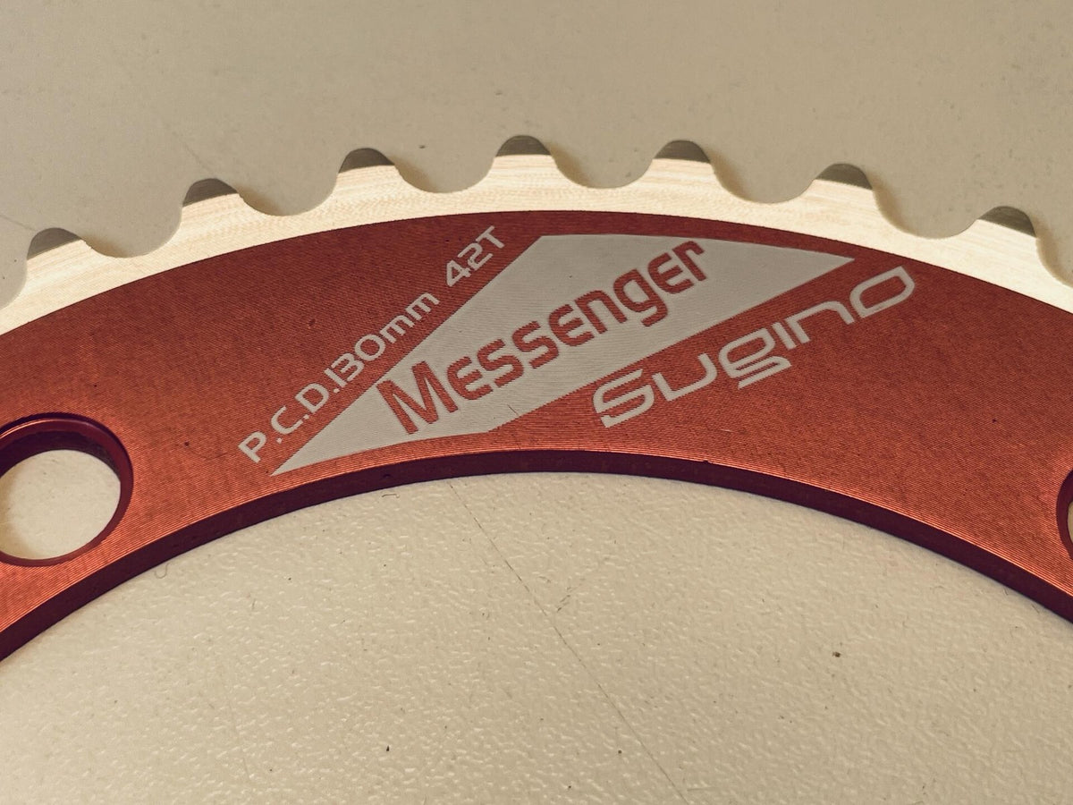 Unused Sugino Messenger 130BCD 42t Track Chainring 1/8" - PINK Anodized 2