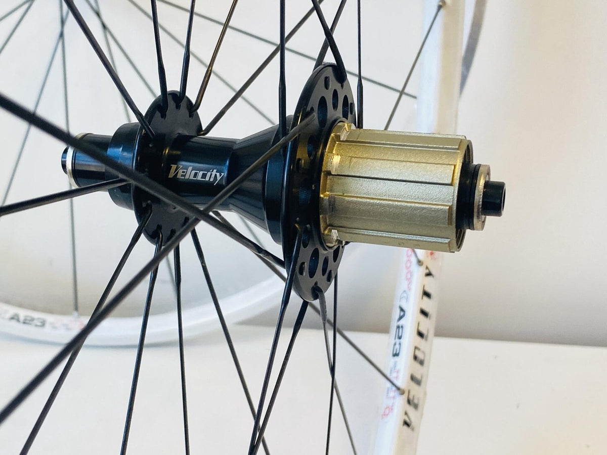 Velocity A23 700c Clincher Road Wheelset 20/24h 100/130 8-10 Speed - White MSW 5