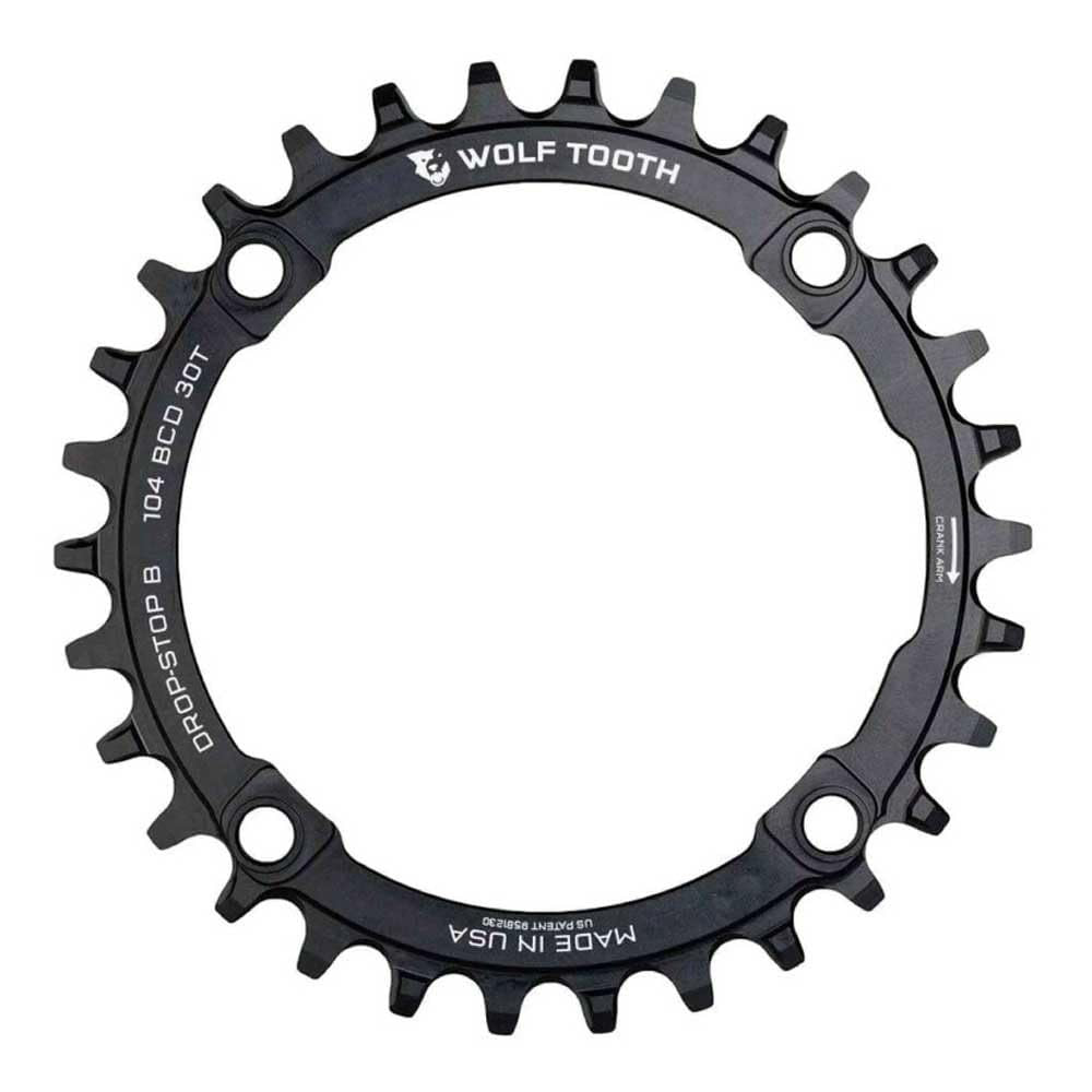 Wolf Tooth 104 BCD Chainring - 34t, 104 BCD, 4-Bolt, Drop-Stop B, Black 1