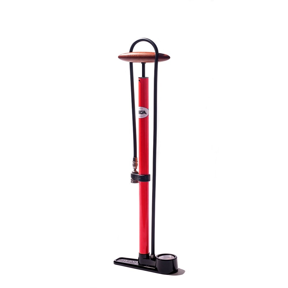 SILCA Pista Floor Pump Red with Black Single Sided Base and SILCA Presta Chuck 1