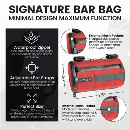 ALMSTHRE Signature Bar Bag – Rust Red | Hard-Shell Bike Handlebar Bag with 2