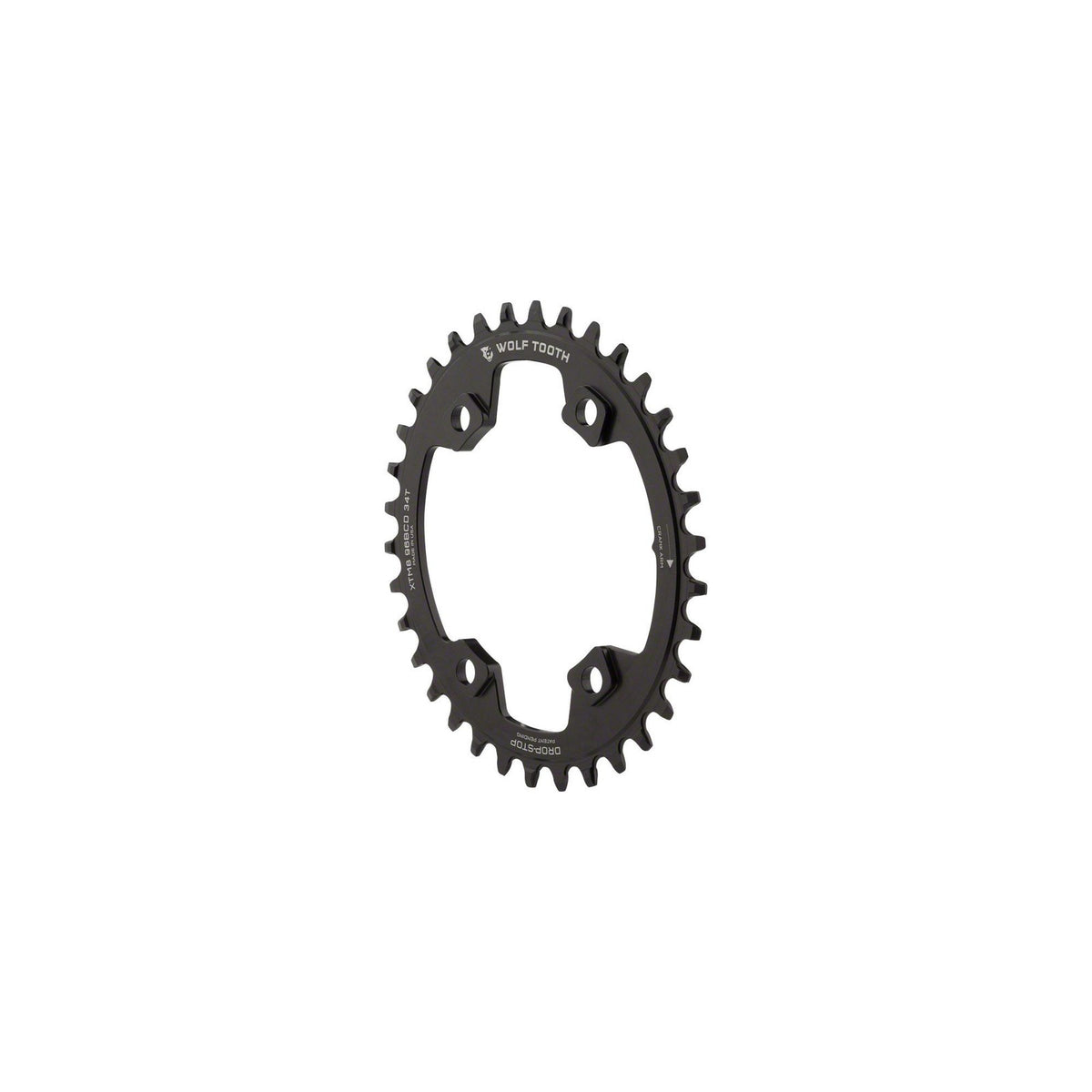 Wolf Tooth Components Drop-Stop PowerTrac 34t Chainring 96mm BCD XT M8000 Black 1