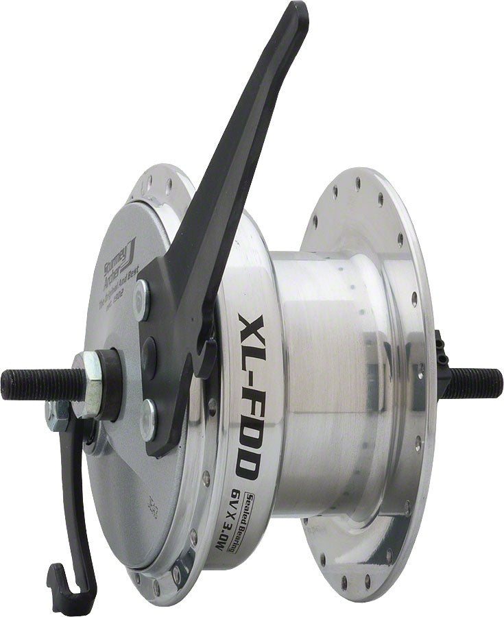 Sturmey-Archer XL-FDD Drum Front Hub - 9 x 1 x 100mm, Drum Brake, Silver, 36h 1