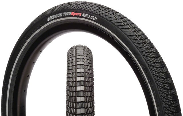 Kenda Kwick Two Tire - 20 x 1.75, Clincher, Wire, Black/Reflective, 60tpi, KS 1