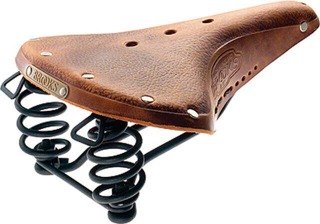 Brooks B67 Men's Saddle Aged Dark Tan with black steel rails and springs 1