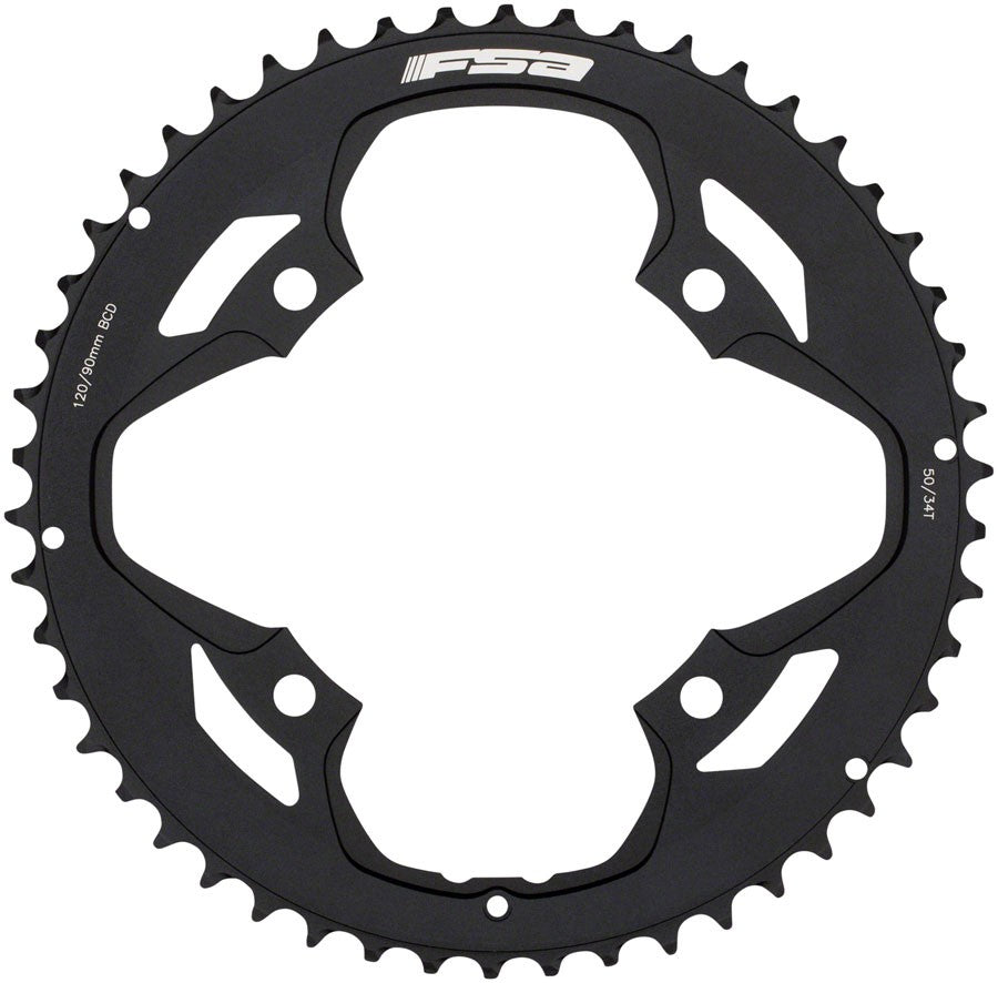 FSA Omega/Vero Pro Road Double Chainring - 50t, 120 BCD, Aluminum, N-11, Black 1