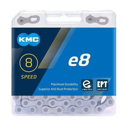 KMC e8 EPT eBike Chain - 8-Speed, 122 Links, Gray 4