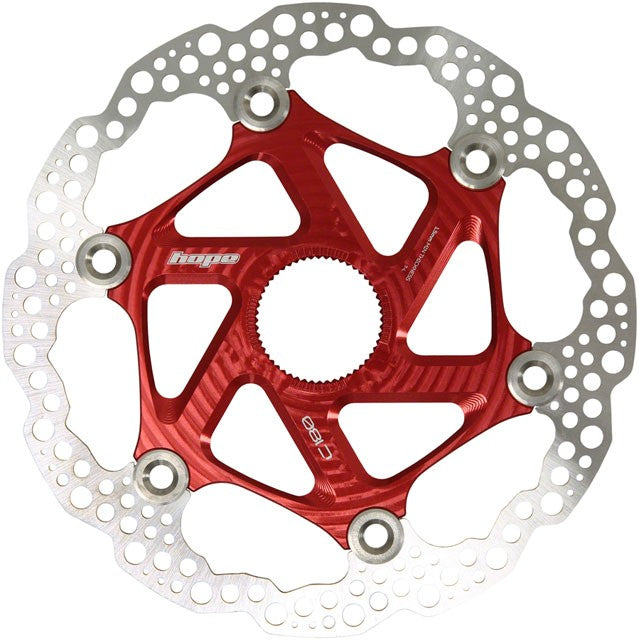 Hope MTB Floating Centre-Lock Disc Brake Rotor - 180mm, Center-Lock, Red 1