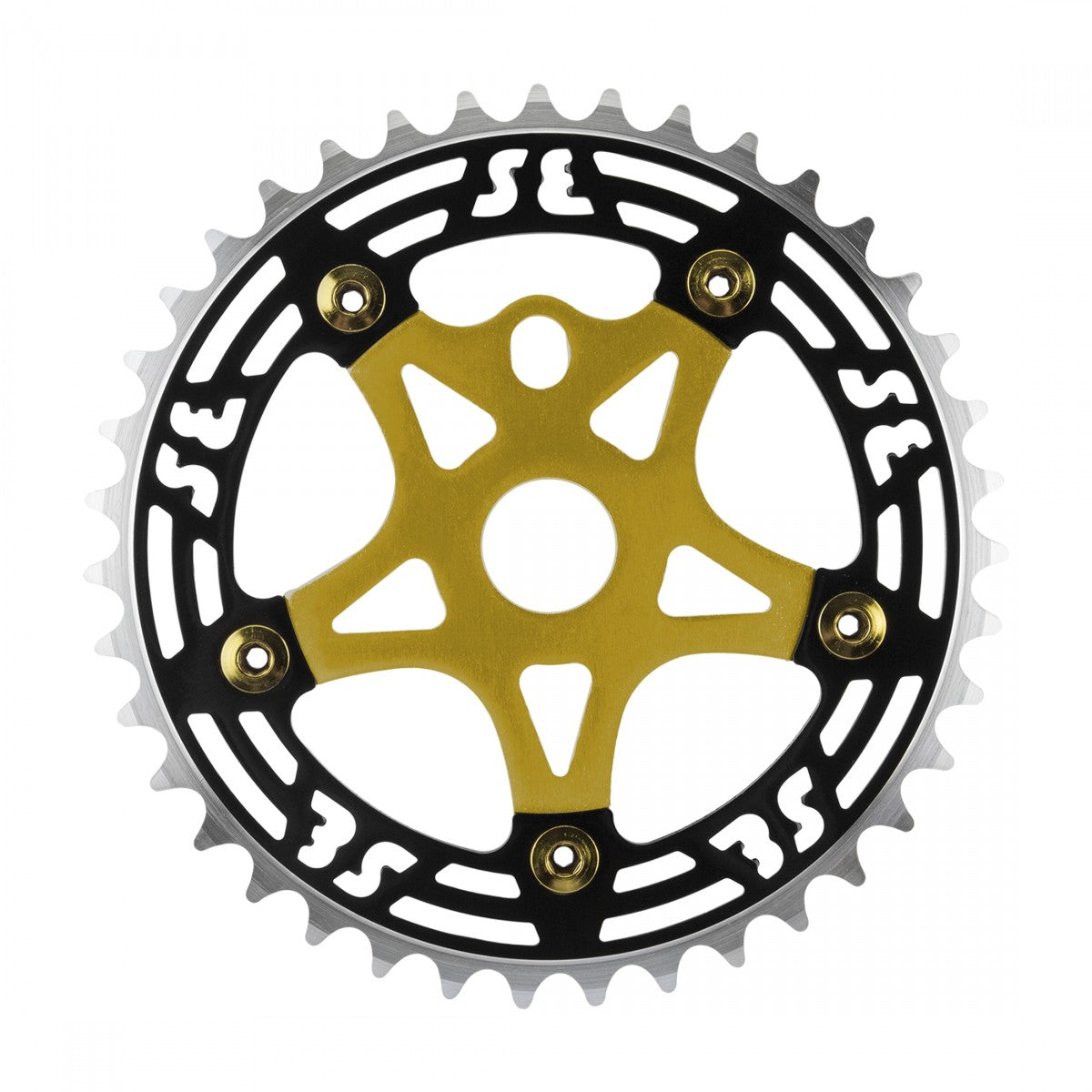 39T One Piece Chainring & Spider Alloy Black Gold 1/2in x 1/8in 1