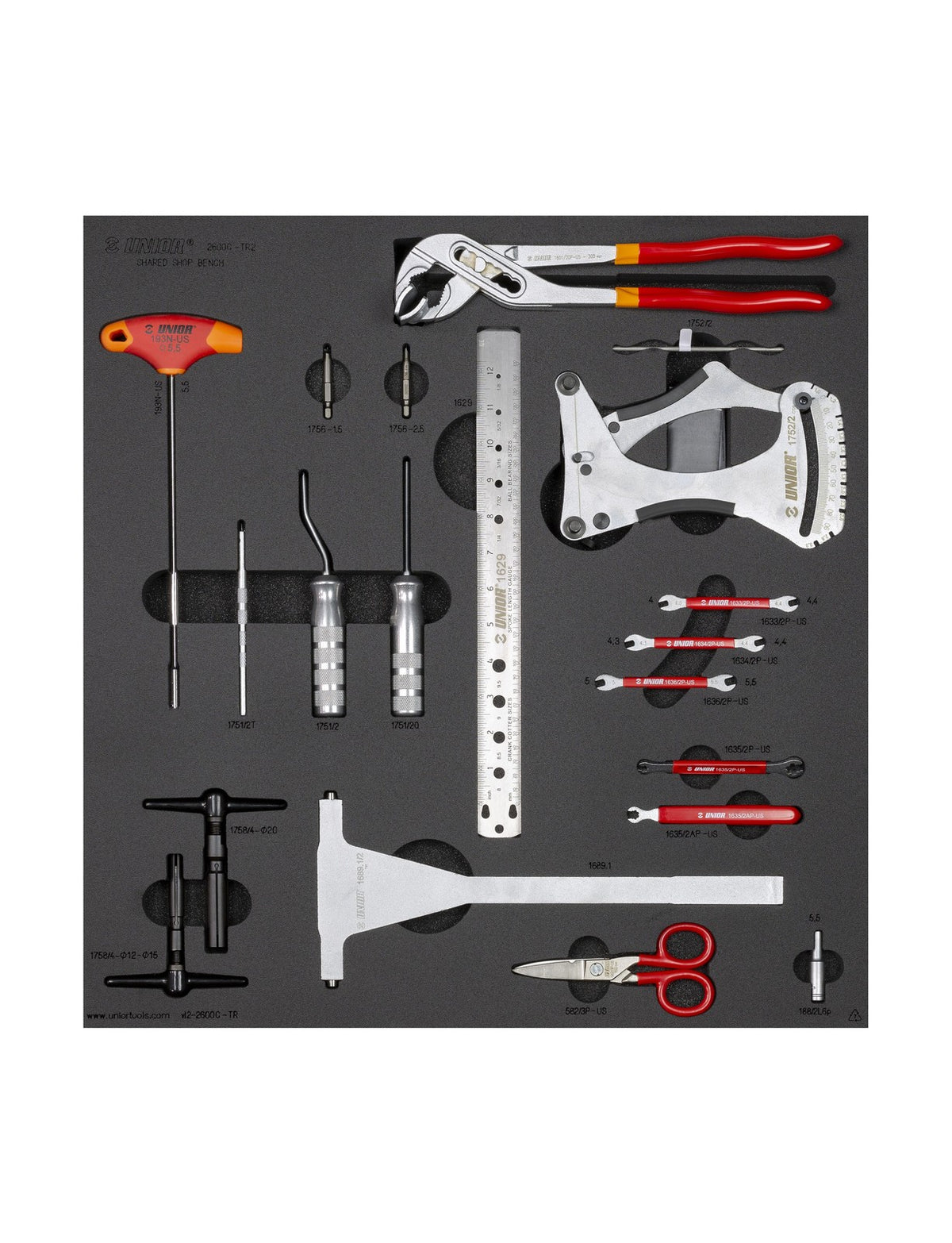 Unior Shared Bench Drawer - 2 Tool Tray Set 20 tool Black 1