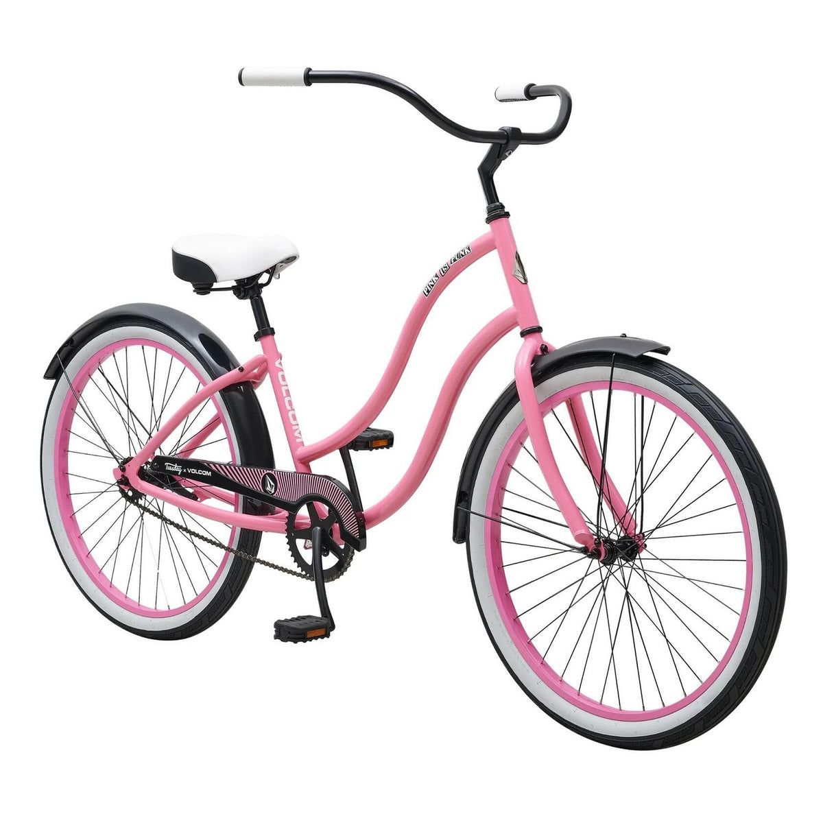 Tuesday Cycles x Volcom 26" Beach Cruiser LS Low Step-Thru 26in Wheels - Pink 1