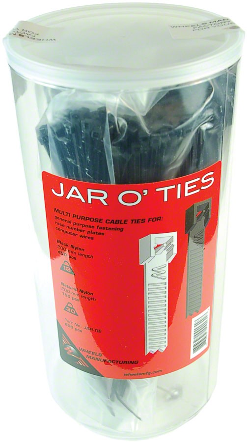 Wheels Manufacturing Zip Ties: Black 600 pieces with POP Jar 1