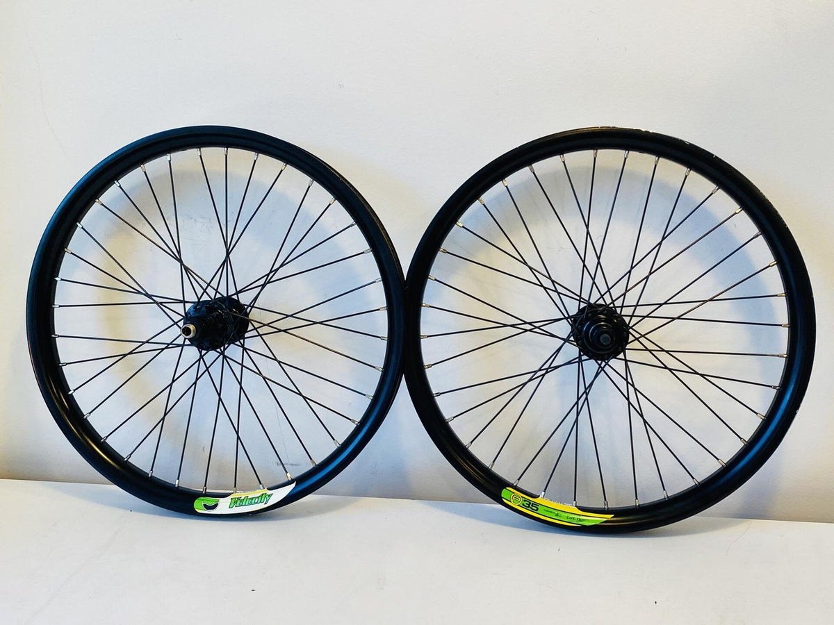 Velocity P-35 20" BMX Wheelset 36h 9t Cassette Hub 14mm Rear Axle 100/120 Black 1