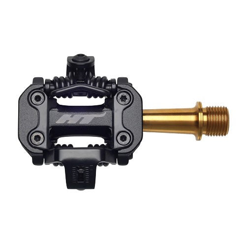 HT Pedals M2 Clipless Pedals Titanium Spindle Aluminum Body Stealth Black 1