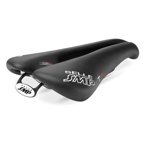Selle SMP T1 Triathlon Racing Saddle Steel Rails 257 x 164mm Black Leather 1