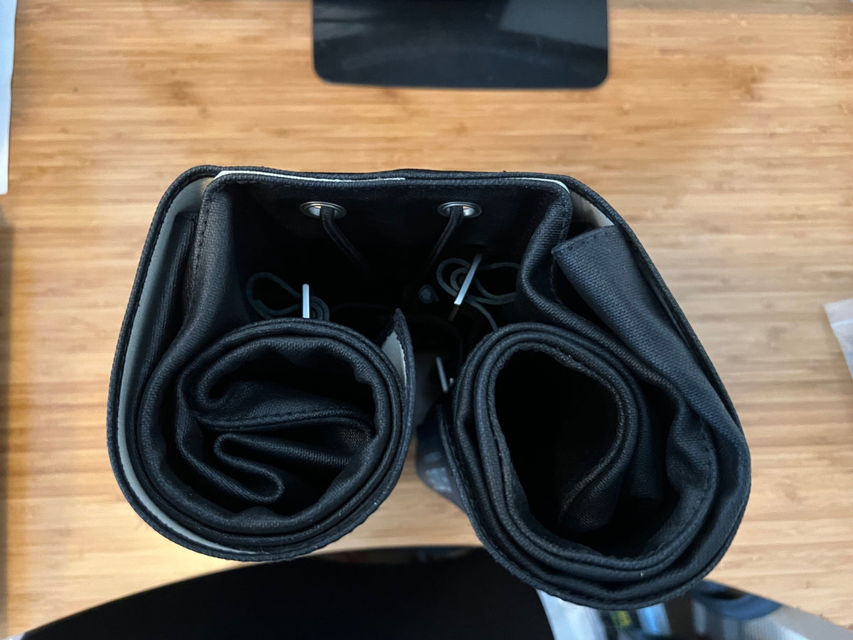 Brooks Brick Lane Roll-Up Pannier Black-Black Canvas w/ Leather Belts 3