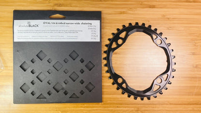 absoluteBLACK OVAL 104/64bcd 4-Bolt n/w Chainring 34t - Black 1