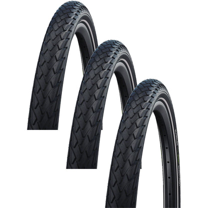 3 Pack Schwalbe Green Marathon 20x1.75 Clincher Wire Tire Black Reflective 1