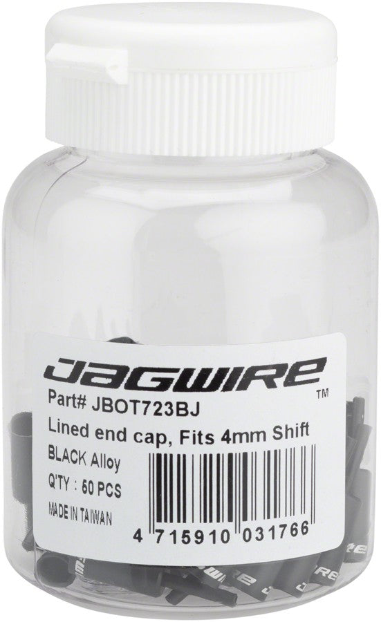 Jagwire 4mm Lined Alloy End Caps Bottle of 50, Black 1