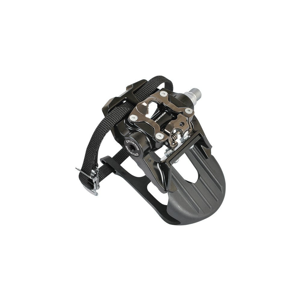 Exustar PS816-C8 Indoor Training Pedals Black - Clipless compatible + Toe Clips 2