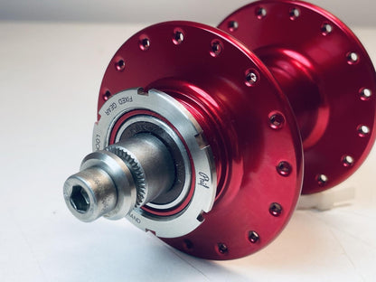 NOS Phil Wood High Flange Rear Track Hub, 32h Fix / Fix Lock Rings Red Anodized 4