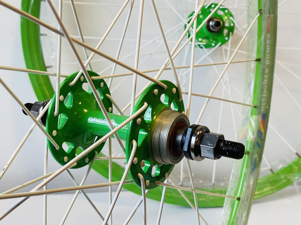 Weinmann DP18 NMSW 700c Track Wheelset Fix / Fix 32h Origin-8 Hubs - Green/White 6
