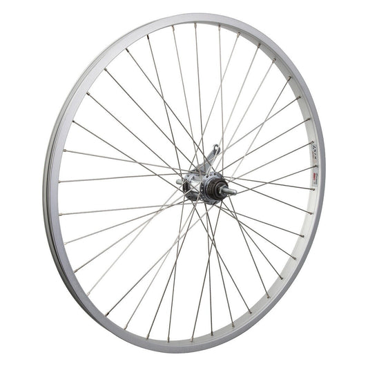 WEI AS7X Rear Coaster Brake Wheel 26x1.75 Alloy Silver 3/8" Axle w/ Trim Kit 1