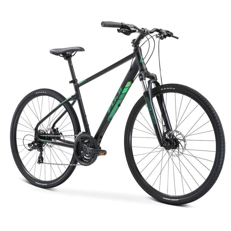 Fuji Traverse 1.7 Hybrid Commuter Bike - XL 21in - Satin Black / Green 2